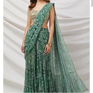 Elegant Green Floral Women's Dress